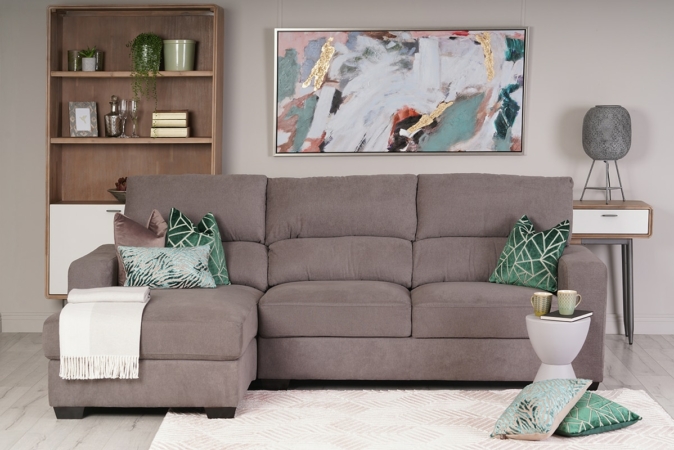 Sherbert Grey Fabric Chaise Sofa