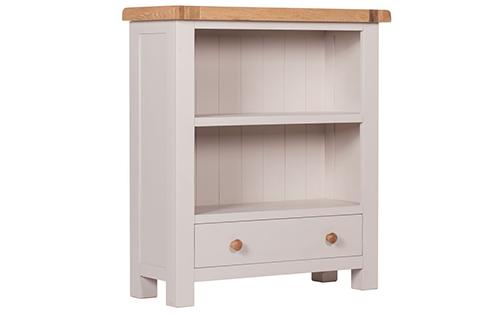 Caravel Low Bookcase With 1 Drawer, Small White Bookcase With Drawers