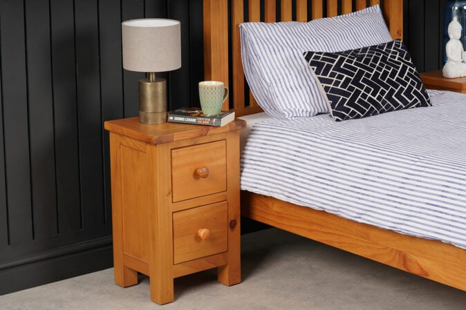 Hereford Pine 2 Drawer Bedside Table