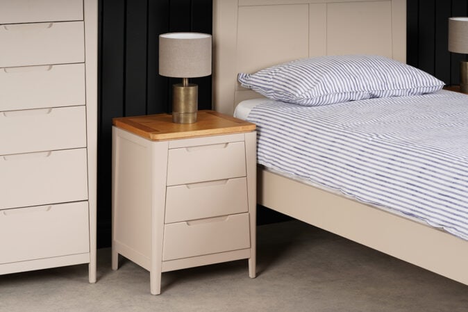 Ashby Grey 3 Drawer Bedside Table