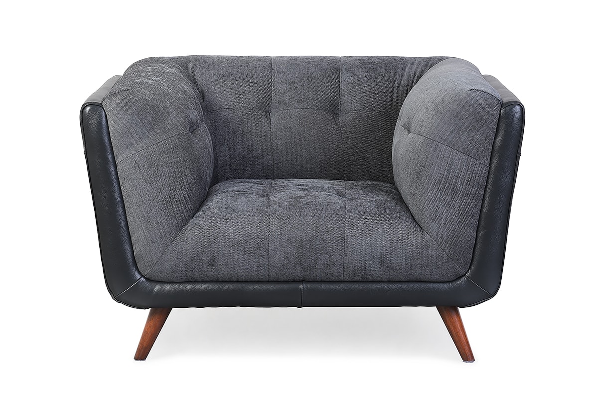 Bermuda Charcoal Fabric/Leather Armchair