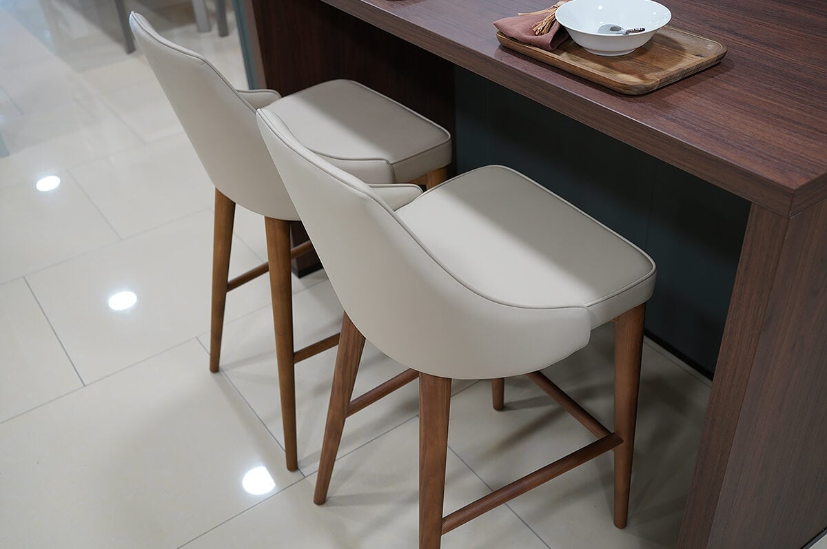 Melica Cappuccino Leather Bar Stool - Archives