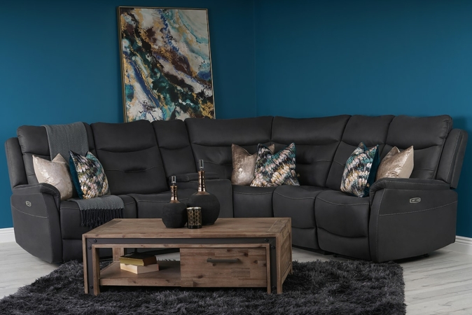 Jasmine Grey Fabric Eletric Recliner Corner Sofa