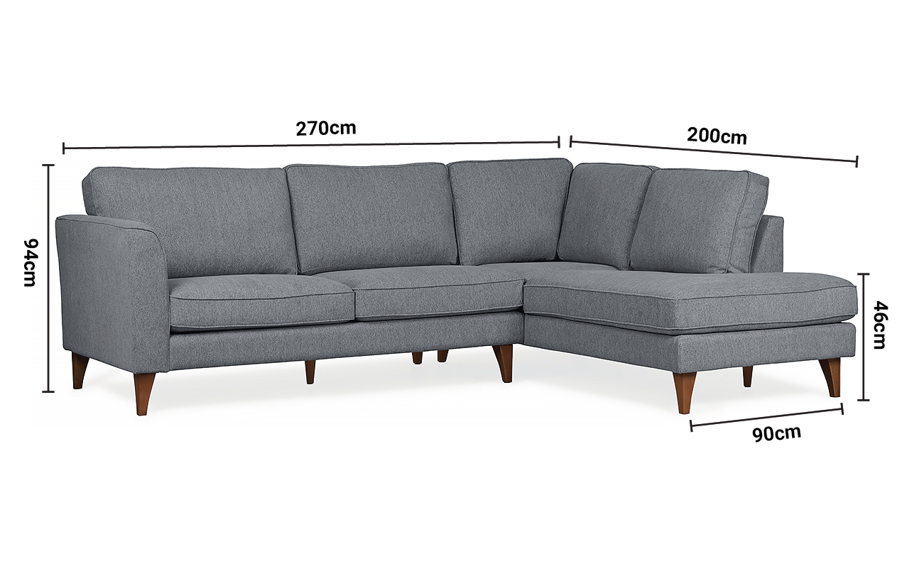 Charm Grey Fabric Rhf Corner Unit Sofa