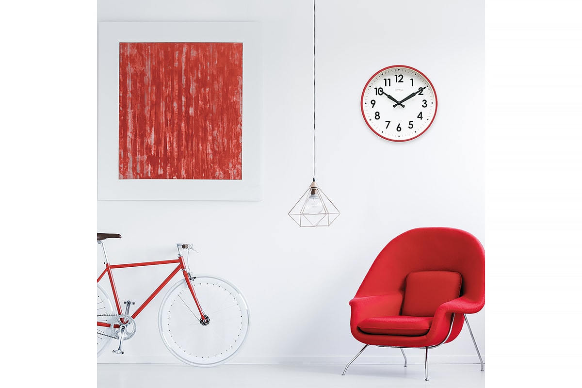 Factory Red Numbers Clock 30x7cm Michael Murphy Home Furnishing