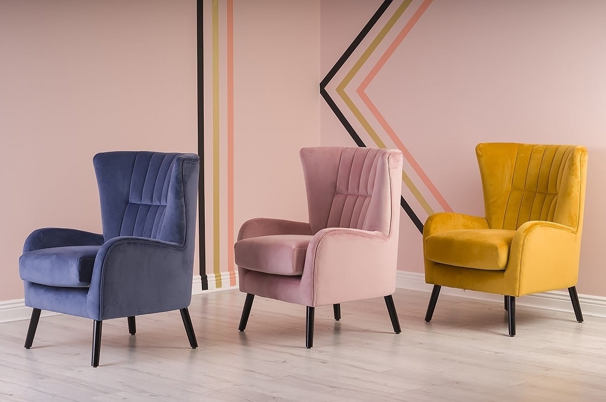 pink, blue and lemon chair