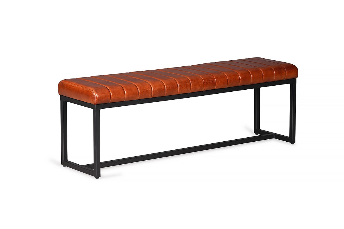 Zenna Brown Leather Bench