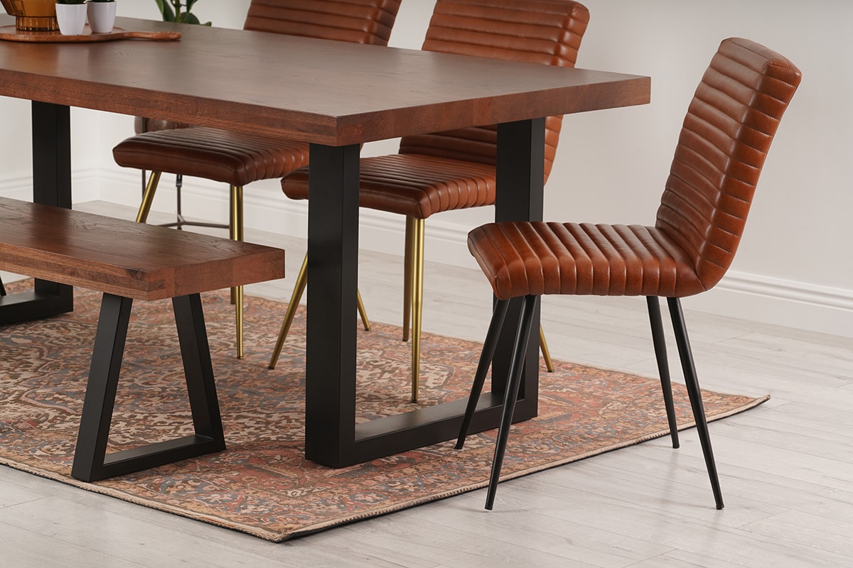 Rally Brown Leather Dining Chair Black Legs Michael Murphy Home