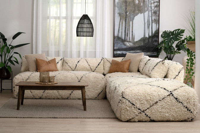 Cream fabric modular sofa