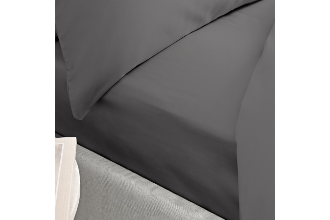 400TC COTTON SATEEN CHARCOAL FITTED SHEET IMAGE 1