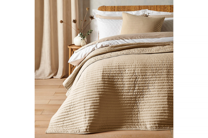 57124_QUILTED LINES BEDSPREAD NATURAL IMAGE 1