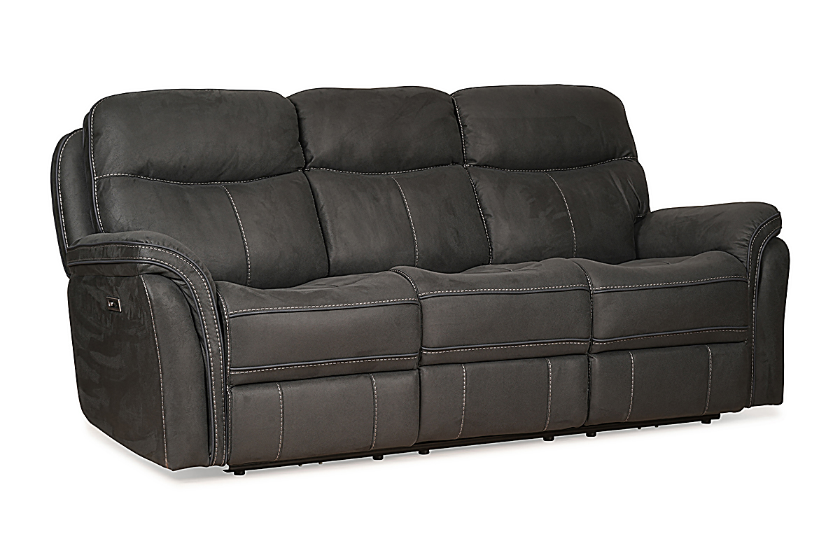 Emerson Dark Grey Fabric 3 Seater Electric Recliner Sofa Michael