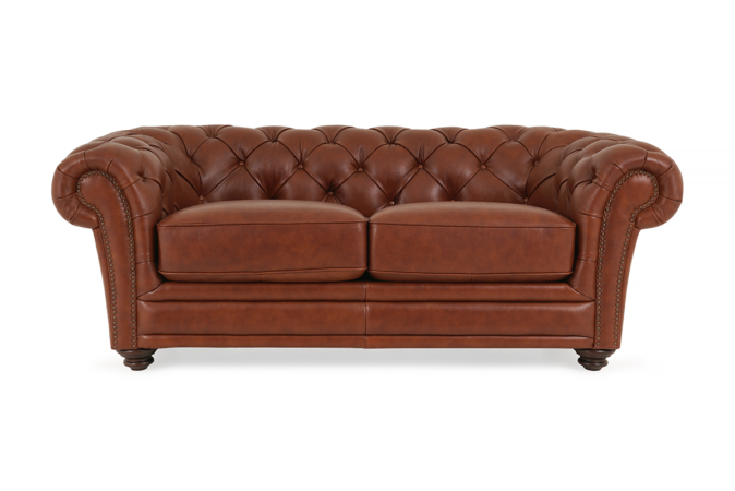leather brown 2 seater front view