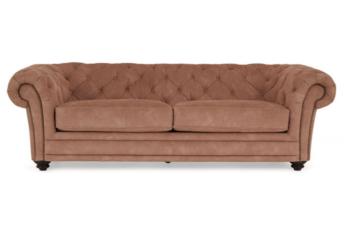 brown fabric 3 seater front view