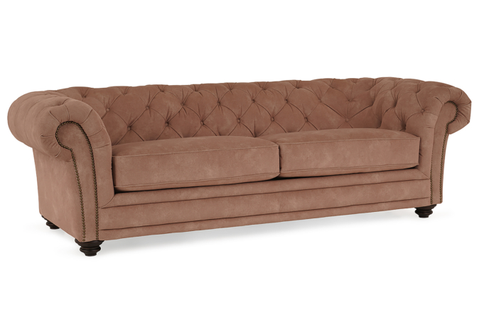 brown fabric 3 seater