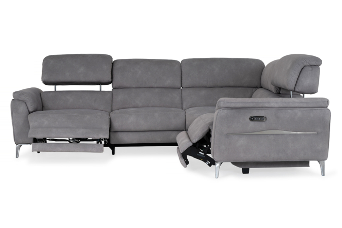 grey fabric corner unit electric recliner