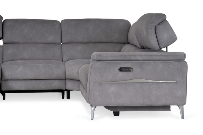 grey fabric corner unit electric recliner