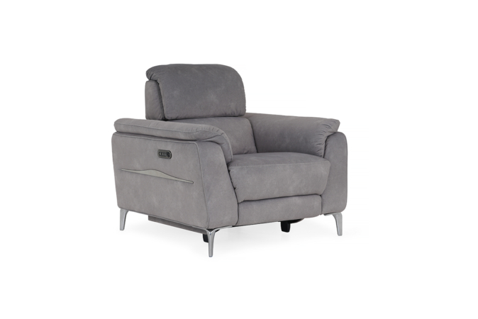 grey fabric armchair