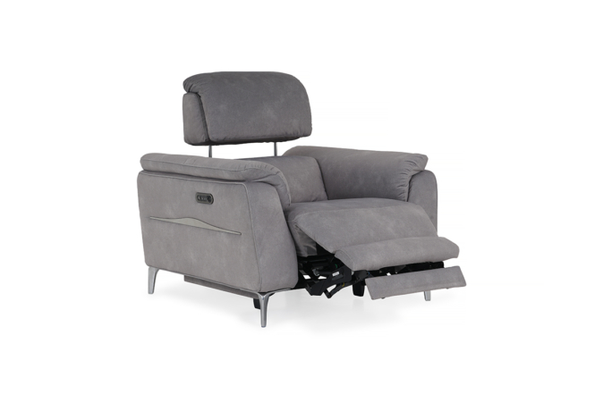 grey fabric armchair extended