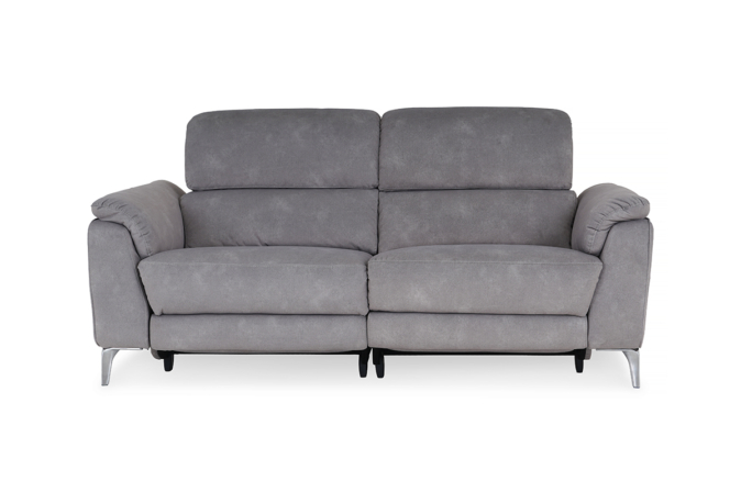 grey fabric 2 seater electric recliner front