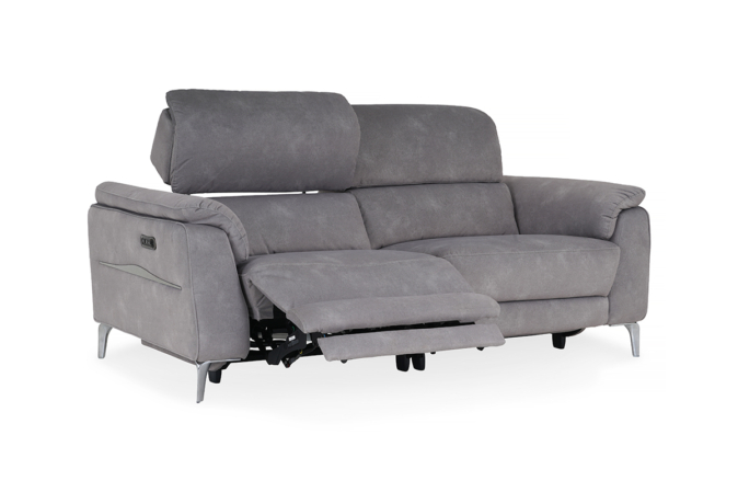 grey fabric 2 seater electric recliner