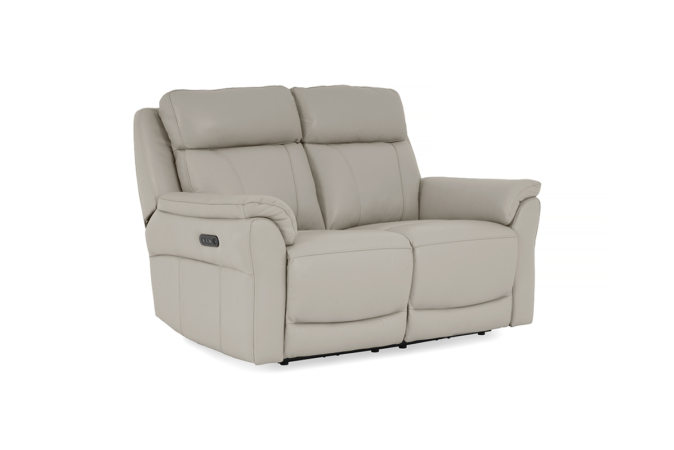 Grey Leather 3 Seater Electric Recliner Sofa