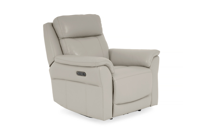 Grey Leather Armchair Electric Recliner