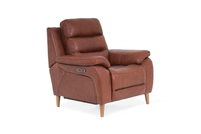 Brown Leather Electric Recliner Armchair main view