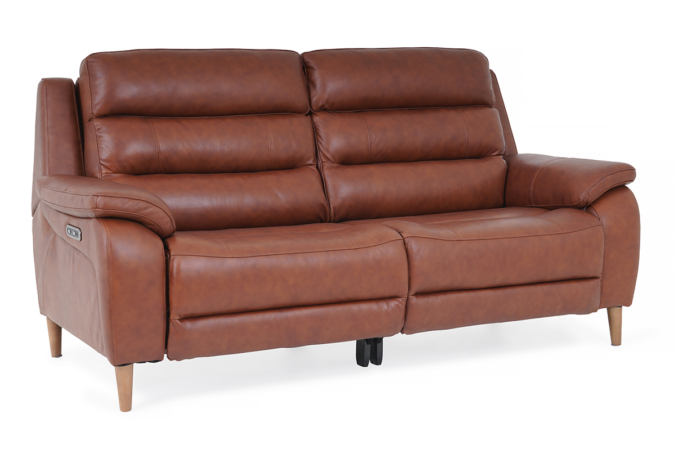 brown leather 3 seater main view