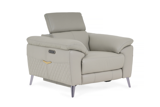 Grey leather armchair recliner