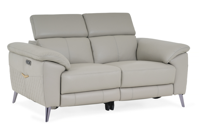 Grey leather 2 seater recliner