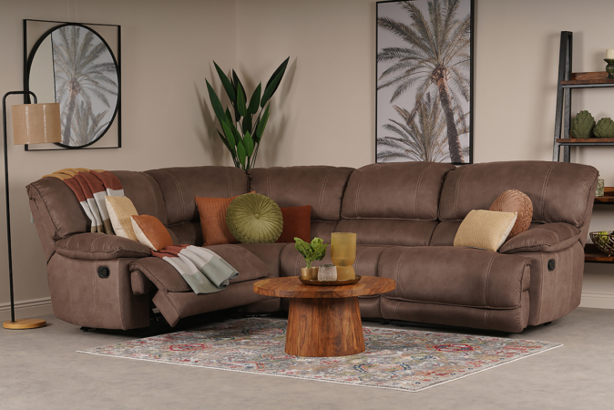 Paramount Brown Fabric Corner Sofa