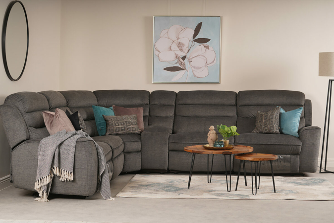 Pearl Charcoal Fabric Corner Sofa