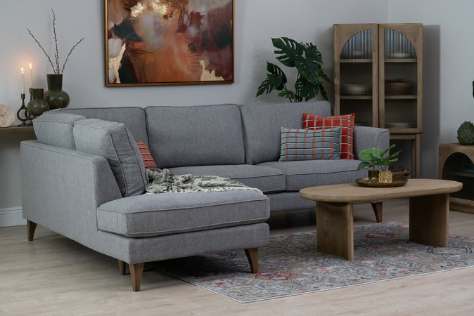 Charm Grey Fabric Chaise Corner Sofa